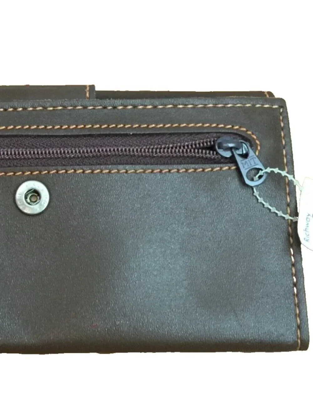 VINTAGE WESTPORT ZIP POCKET MEMO PAD BROWN LEATHER WALLET CLUTCH WOMENS TAIWAN